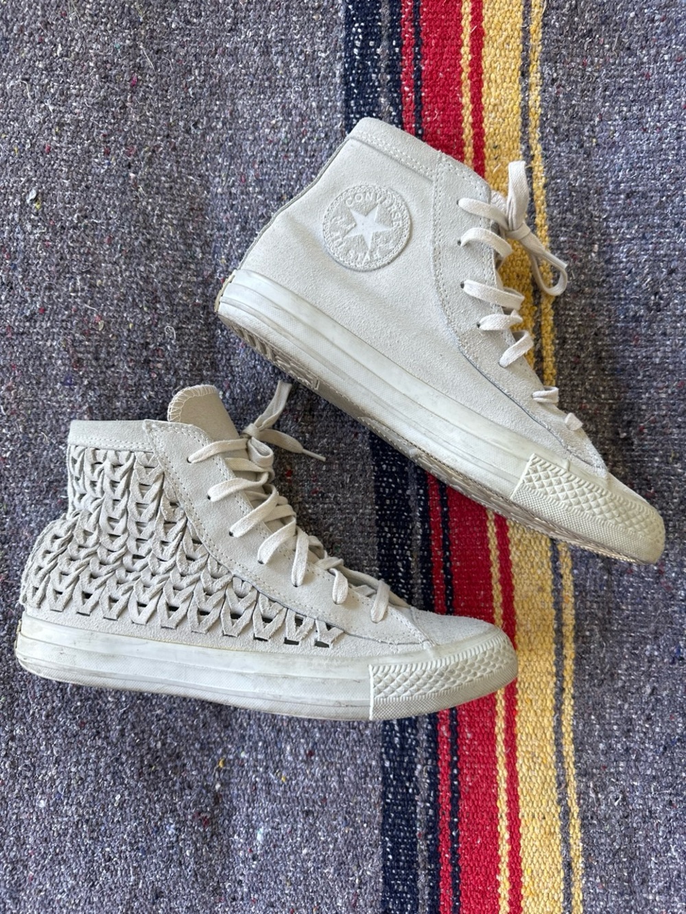 Women's High-Top Knit Suede Sneakers